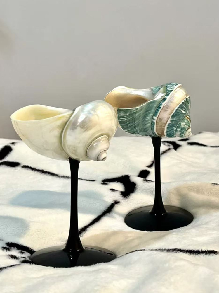 Crystal Wine Glass - Kreatives Retro-Weinglas mit Naturmuschel-Design, Champagnerglas mit