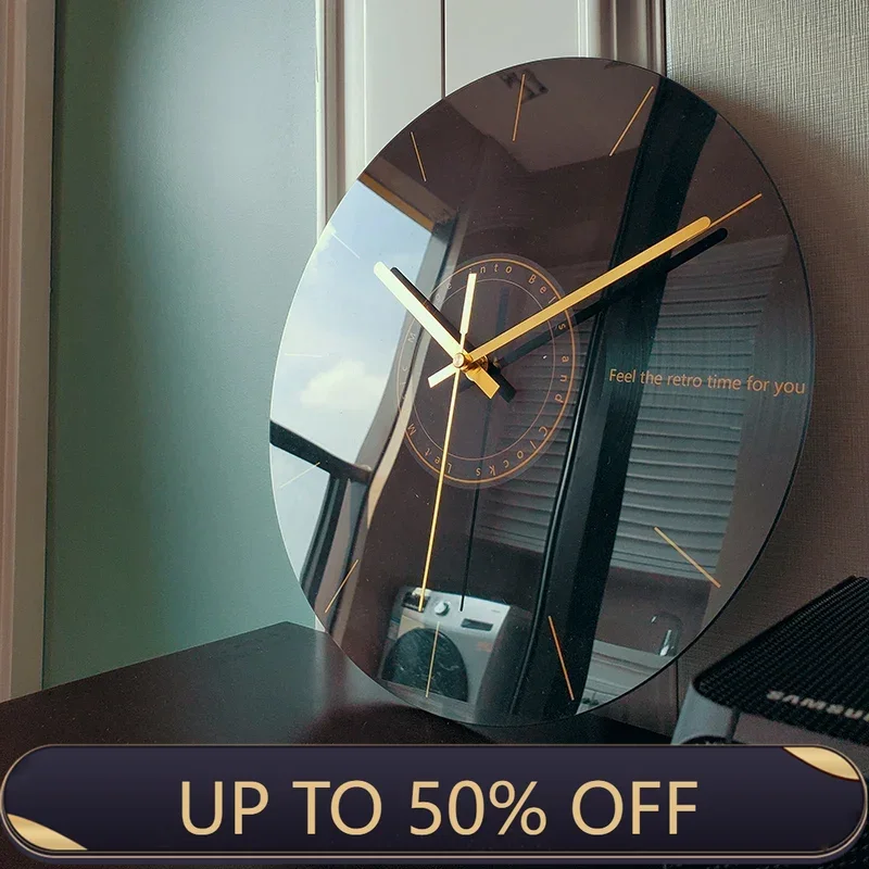 Luxury Lifestyle Gifts - Luxuriöse geräuschlose Wanduhr Wohnzimmer Glasuhren Wanddekoration